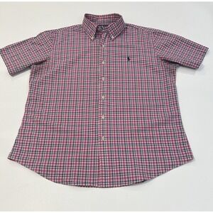 Ralph Lauren Polo Shirt Adult Men's L Plaid Button Down Short Sleeve